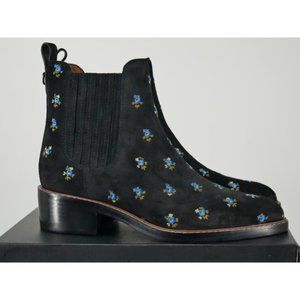 COACH Chelsea Boots - Size 10 - Bowery Black Prairie Suede with Tea Rose